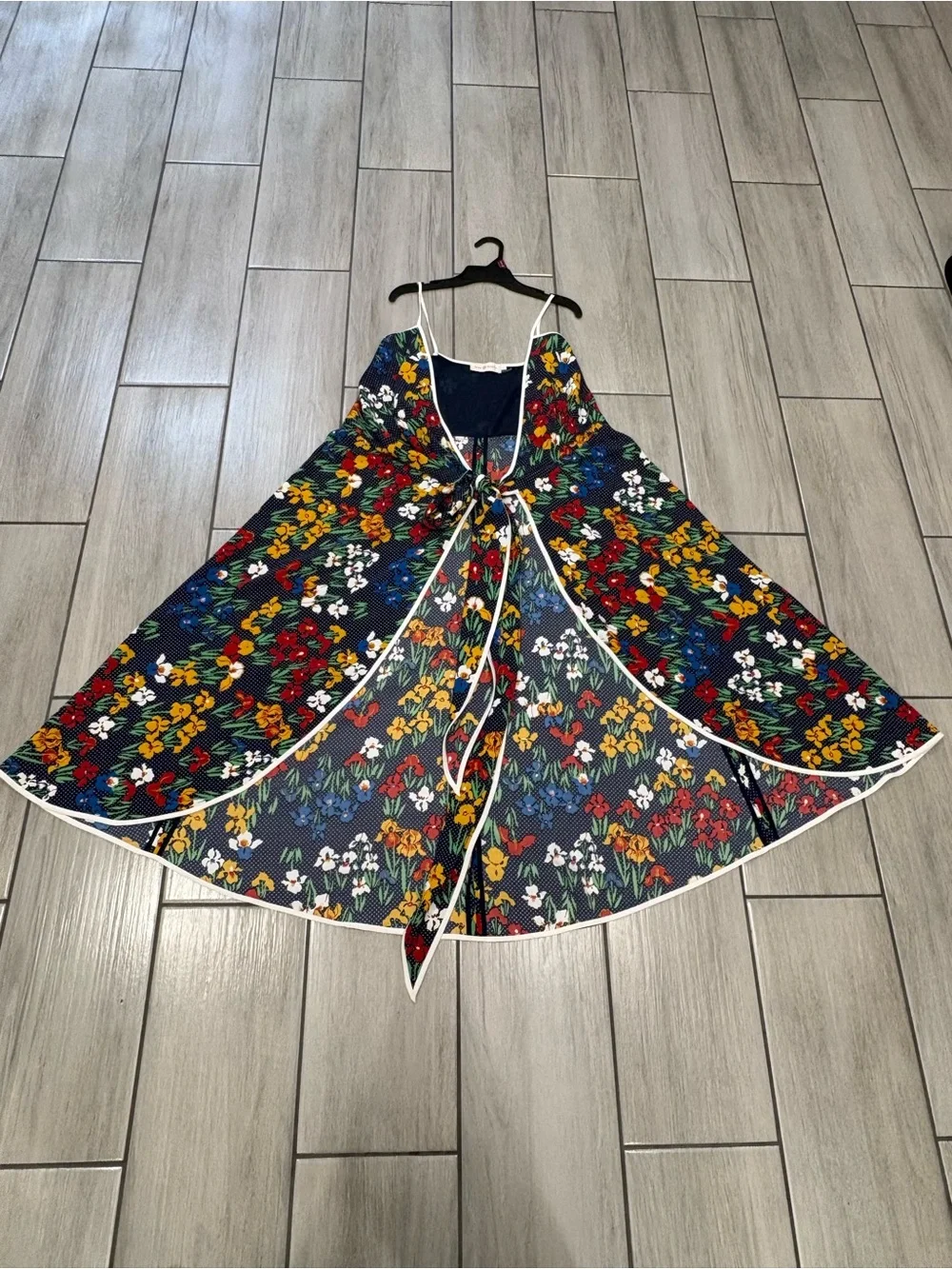 TORY BURCH Blue Floral Grotto Wrap Dress US 4